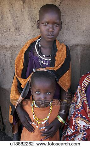 Stock Image - moita, person, girls, masai, tanzania, people. Fotosearch