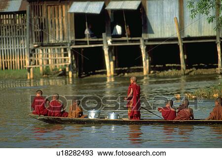 monks, through, boat, traveling, water View Large Photo Image Stock Image - monks, through, boat, traveling, water. Fotosearch