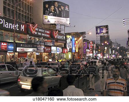 Stock Image - night, person, road, brigade, india, people. Fotosearch