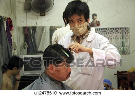 Stock Image - person, hanoi, barber, vietnam, people. Fotosearch