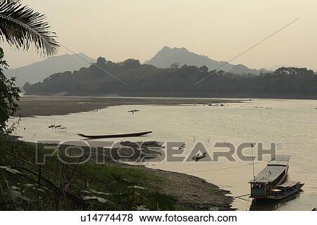 Stock Photo - person, river, view, laos, people. Fotosearch