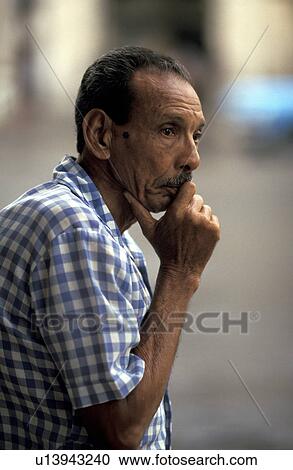 Stock Image - person, somber, cuba, 4342, people. Fotosearch