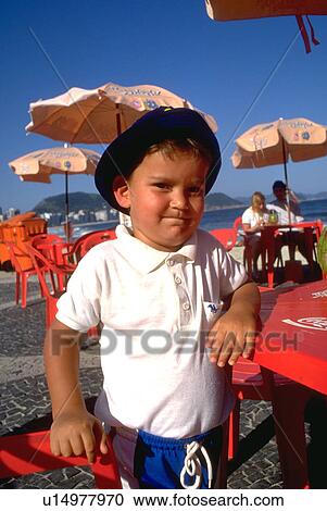 Stock Image - piece, sun, center, copacabana, boy, beach. Fotosearch