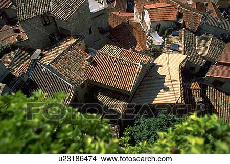 red, house, terraces, rooftop, home, tree View Large Photo Image Picture - red, house, terraces, rooftop, home, tree. Fotosearch