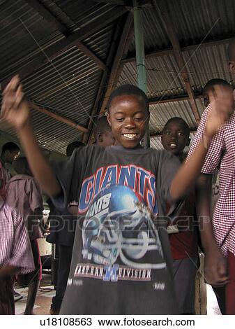 Stock Image - street, sport, tanzania, children, person, people. Fotosearch