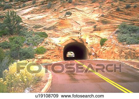Stock Photo - through, road, leads, mountain, tunnel, fitness. Fotosearch
