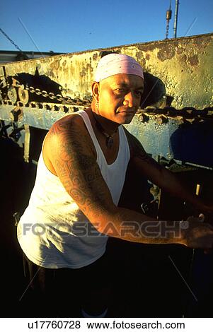 Stock Photo - tough, worker, mean, island, tanker, ship. Fotosearch
