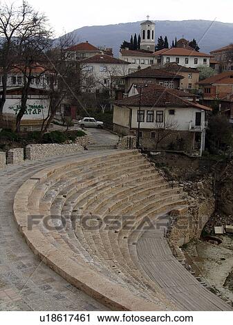 Stock Image - town, yugoslav, amphitheatre, roman, republic, macedonia. Fotosearch