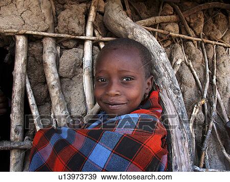 Stock Photo - tribal, child, watatulu, tanzania, person, people. Fotosearch