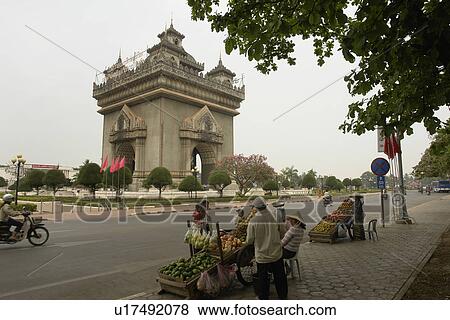 triomphe, person, arc, patuxai, laos, people View Large Photo Image Stock Photo - triomphe, person, arc, patuxai, laos, people. Fotosearch