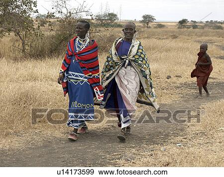 Stock Photo - village, person, masai, tanzania, women, people. Fotosearch