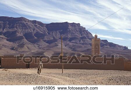 Stock Photography - village, person, mud, morocco, 3768, people. Fotosearch
