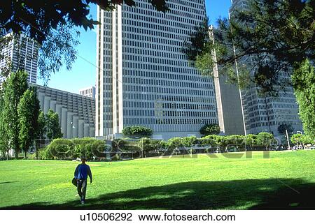 Stock Image - walking, market, park, embarcadero, male. Fotosearch