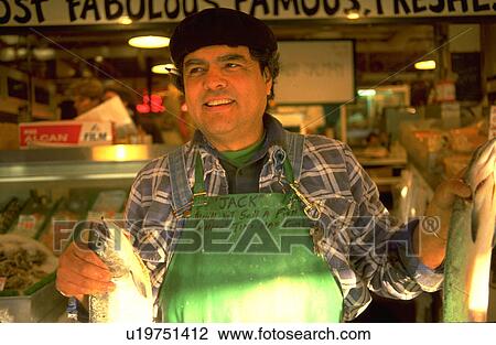 Stock Image - washington, food, seattle, fish, people, business. Fotosearch