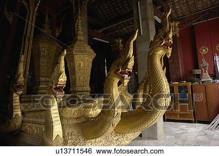 Stock Photograph - wat, person, barge, ceremonial, laos, people. Fotosearch