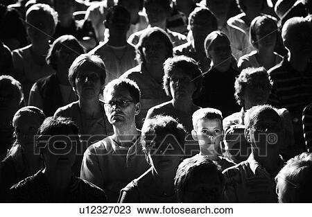 Stock Image - white, bw, group, audience, black. Fotosearch