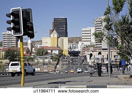 windhoek, person, intersection, downtown, namibia, people View Large Photo Image Stock Image - windhoek, person, intersection, downtown, namibia, people. Fotosearch
