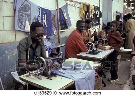 Stock Image - work, person, tailors, mali, art, people. Fotosearch