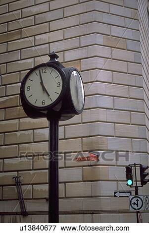 5pm, corner, clock, canada, montreal, street View Large Photo Image Stock Photo - 5pm, corner, clock, canada, montreal, street. Fotosearch