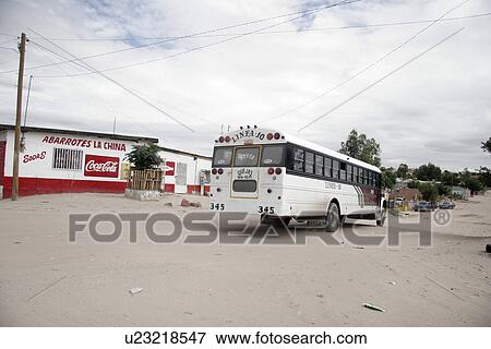 Stock Photo - anapra, person, bus, hispanic, mexico, people. Fotosearch