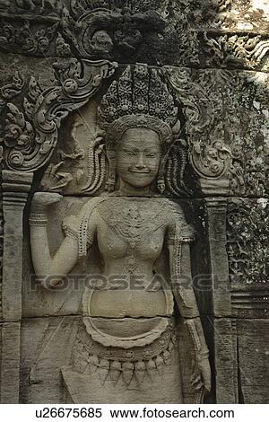 Stock Photography - apsara, person, carving, detail, cambodia, people. Fotosearch