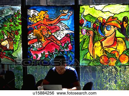 Stock Photograph - art, cafe, reading, male, coffee. Fotosearch