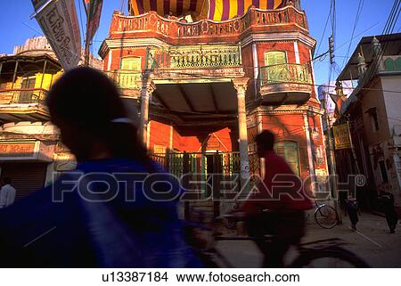 Picture - back, sun, temple, walking, hindu, people. Fotosearch