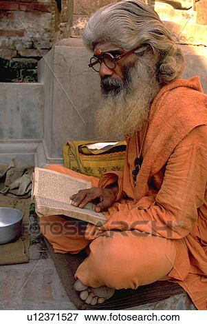 Stock Photo - beard, robes, gray, monk, old, orange. Fotosearch
