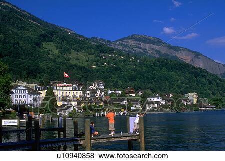 Stock Photo - beau, lake, luzern, spelled, lucerne, view. Fotosearch