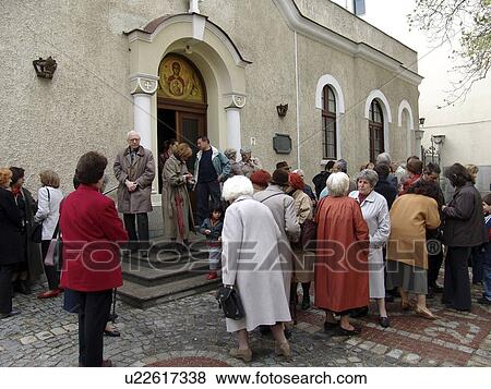 Stock Photo - byzantine, person, outside, congregation, bulgaria, people. Fotosearch