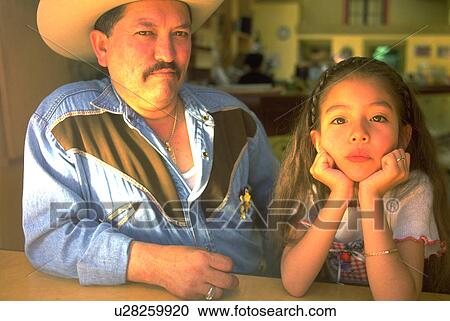 Stock Image - cafe, grandfather, street, mission, granddaughter, family. Fotosearch