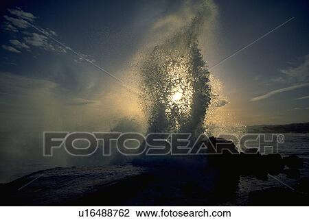 Stock Image - california, nature, monterey, crashing, waves, water. Fotosearch