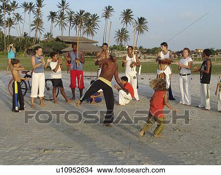 Picture - capoeira, people, brazil, person, sport, beach. Fotosearch