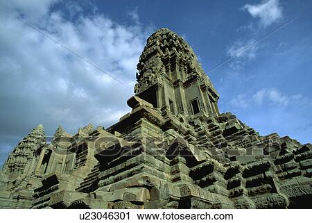 Stock Image - carvings, wat, cambodia, penh, phnom, angkor. Fotosearch