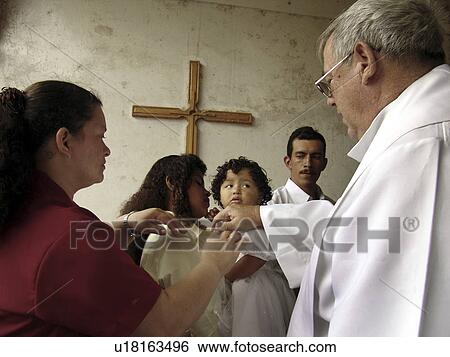 Stock Photograph - catholic, girl, baptism, nicaragua, person, people. Fotosearch