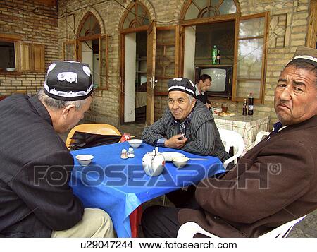 Picture - central, person, caps, elderly, males, people. Fotosearch