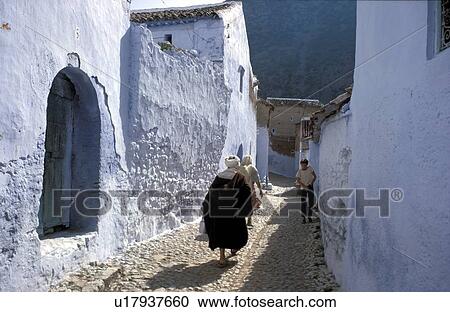 Stock Image - chaouen, person, streets, morocco, 3977, people. Fotosearch