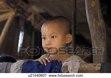 Stock Photo - child, thailand, painted, person, people. Fotosearch