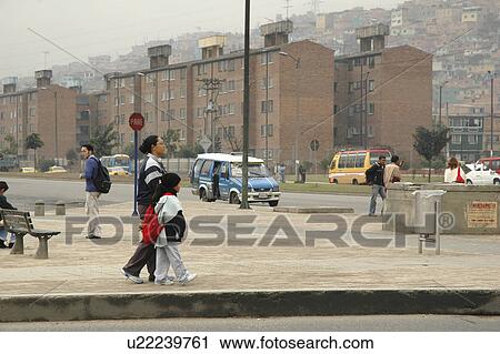 Stock Image - ciudad, person, scene, street, colombia, people. Fotosearch