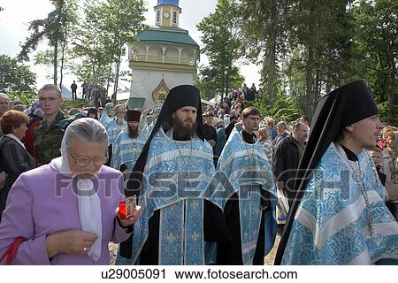Stock Image - clergy, people, pilgrims, russia, person, party. Fotosearch