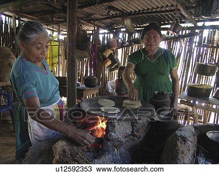 Stock Image - cooking, house, honduras, women, person, people. Fotosearch