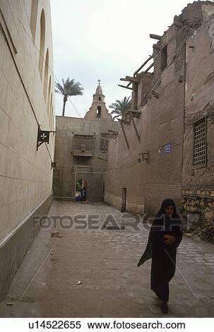 Stock Photography - coptic, person, alleyway, egypt, 3207, people. Fotosearch