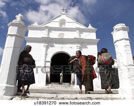 Stock Image - country, standing, chichicastenango, church, front, developing, guatemala. Fotosearch