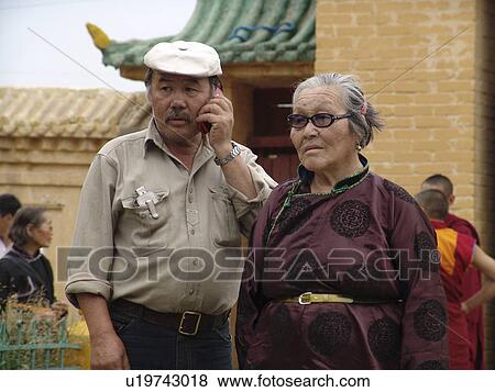 Stock Photo - couple, old, mongolia, person, people. Fotosearch