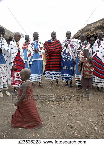Stock Image - dancing, person, masai, tanzania, women, people. Fotosearch