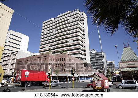 Picture - downtown, office, buildings, namibia, person, people. Fotosearch