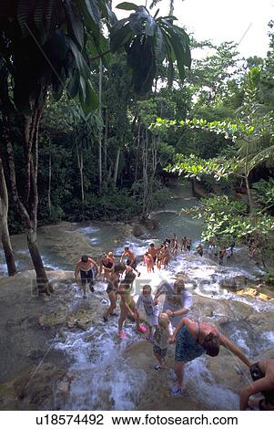 Stock Image - dunns, water, through, walking, people, family. Fotosearch