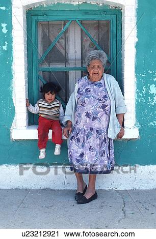 Stock Image - elderly, hispanic, scene, street, juarez, mexico. Fotosearch