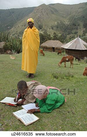 Stock Photography - ethiopia, people, book, children, person, background. Fotosearch
