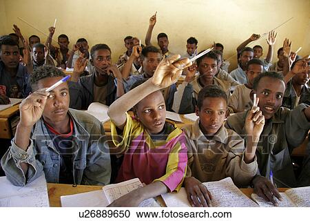Stock Image - ethiopia, people, book, school, person, background. Fotosearch